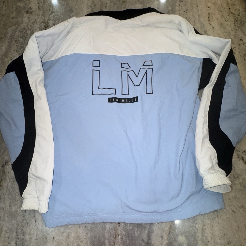 Reebok Les Mills Jacket Pale Blue Colorblock Men's Sz Small Windbreaker Full Zip